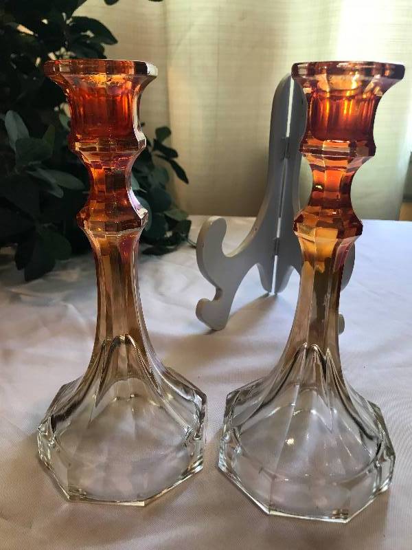lot 209 image: Imperial Delta bass AKA Colonial marigold candlesticks