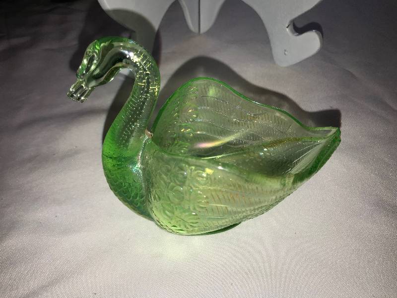lot 230 image: Dugan Northwood Swan pastel ice green swan-shaped Master salt