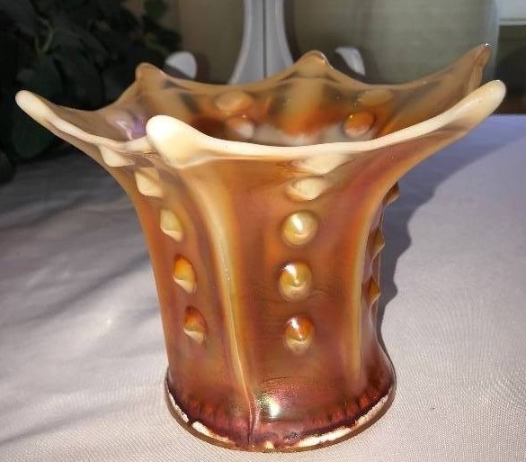 lot 237 image: Dugan Target Peach opalescent vase