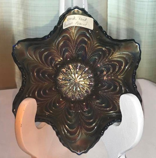 lot 270 image: Fenton peacock tail cobalt blue Bowl