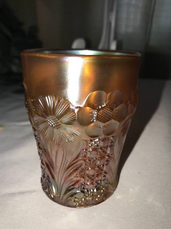 lot 320 image: US Glass, Cosmos and Cane, marigold, tumbler