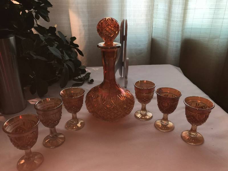 lot 327 image: Imperial, Diamond and Starburst, Marigold, wine set, decanter