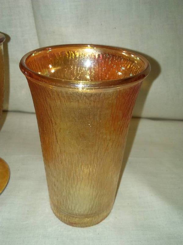 lot 411 image: Imperial Tree bark glass and Crackle Covered Candy dish