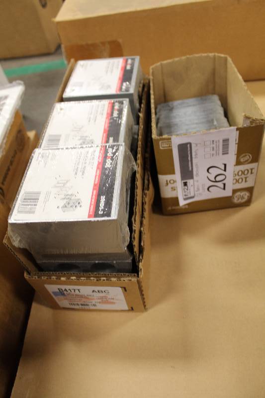 lot 262 image: Lot of (2) Red Dot 5-Hole Two Gang 1in. Deep Electrical Boxes w Covers