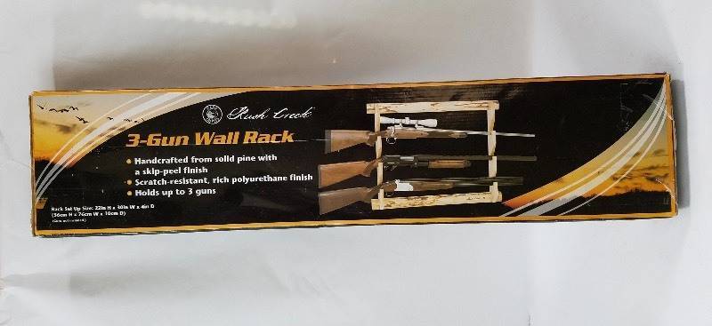 lot 21 image: 3 - Gun Wall Rack Solid Pine by Rush Creek