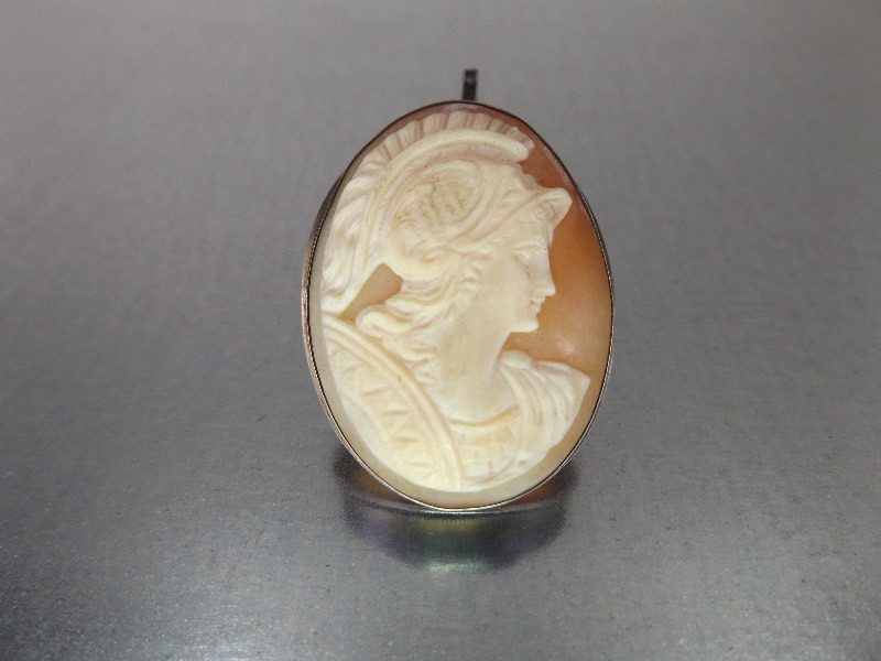 Sterling Silver Carved Shell Cameo Brooch