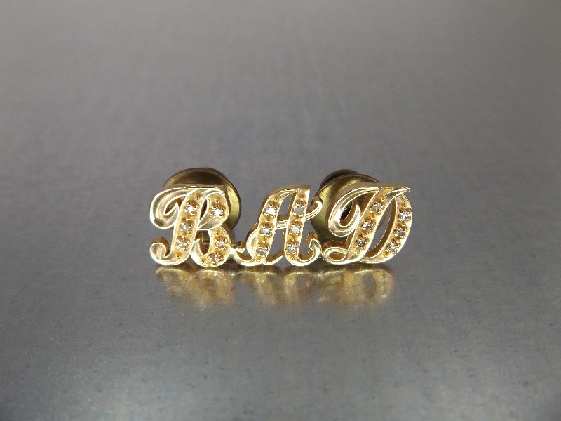 14K Yellow Gold and Diamond BAD Pin