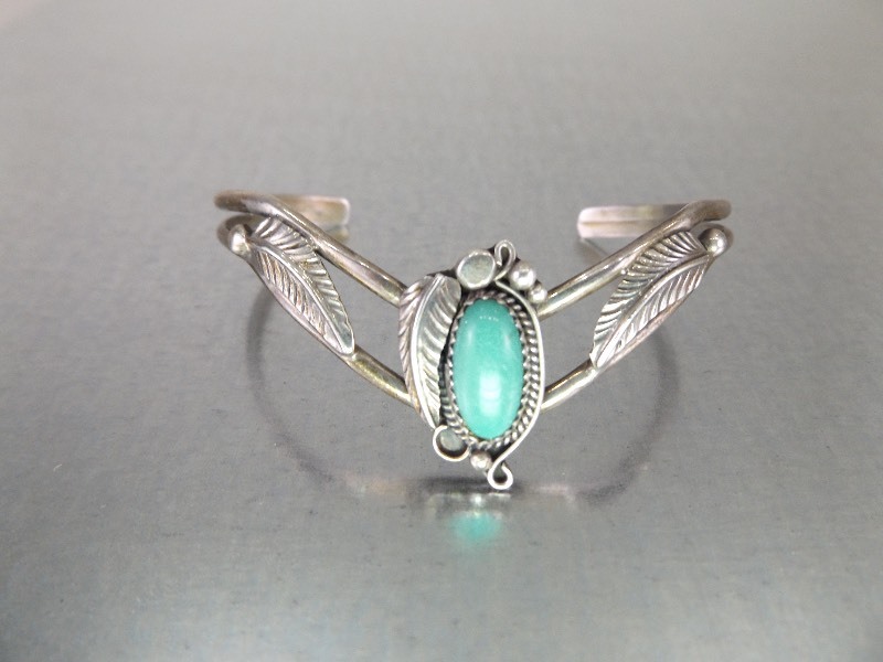 Sterling Silver Turquoise Stone Bangle Bracelet