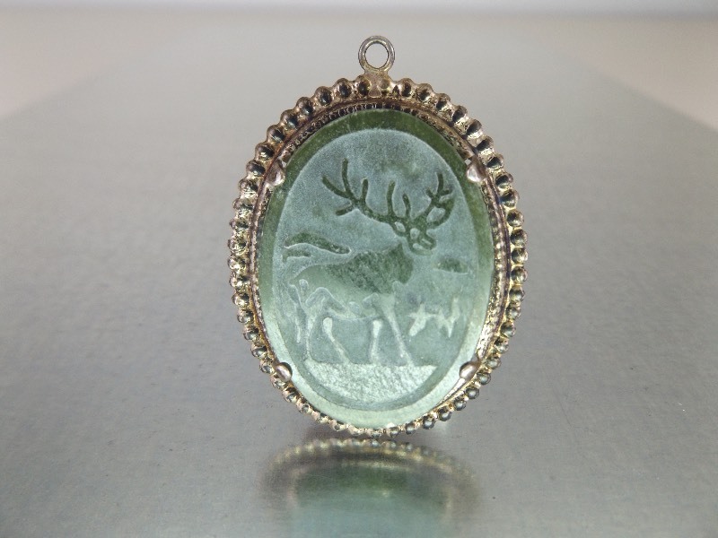 Sterling Silver Carved Stone Wildlife Pendant
