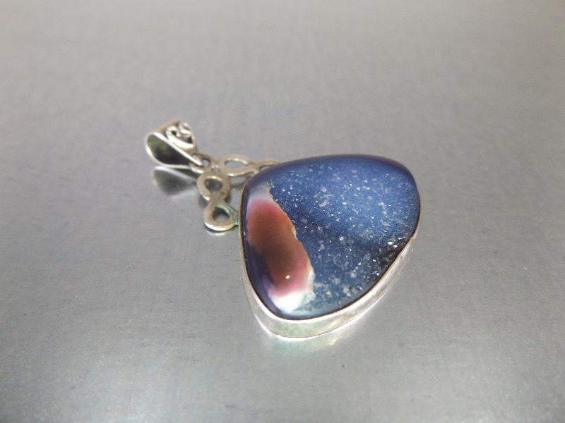 Sterling Silver Druzy Agate Crystal Pendant