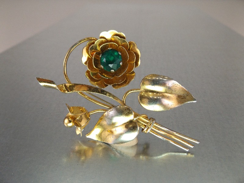 Large Sterling Silver Flower Brooch