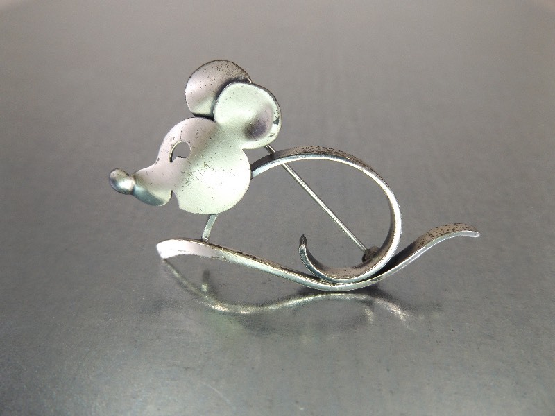 Sterling Silver Mouse Brooch Signed Beau