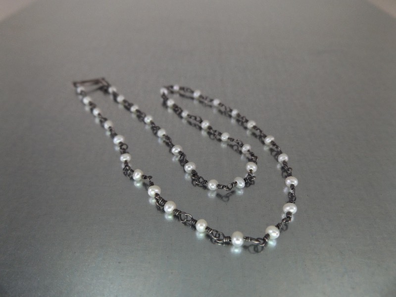 Antique Freshwater Sterling Silver Seed Pearl Necklace