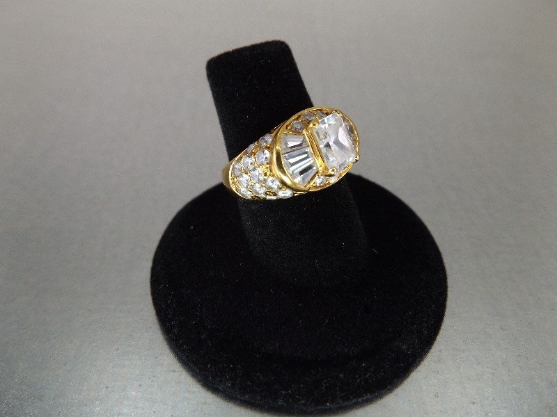 Sterling Silver Gold Plated Size 6 Cubic Zirconia Ring