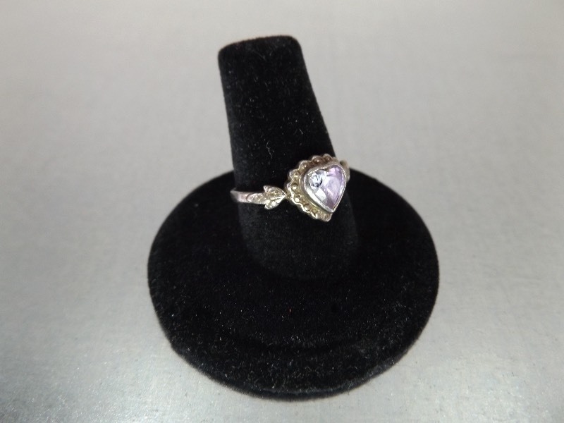 Sterling Silver Size 7 Amethyst Heart Ring