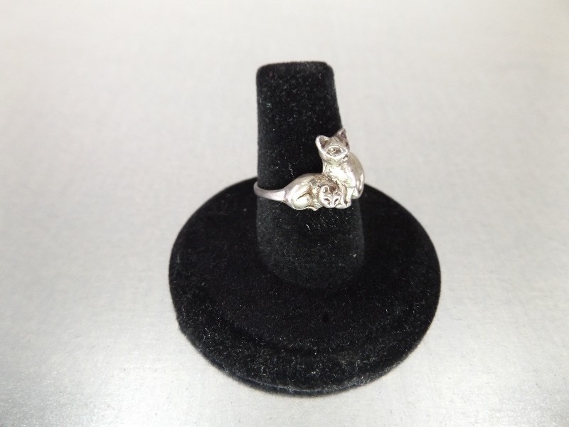 Sterling Silver Size 6.5 Cat Kitten Ring