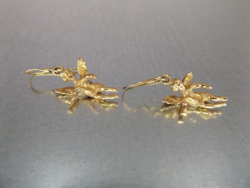 Sterling Silver Cherub Angel Pierced Earrings