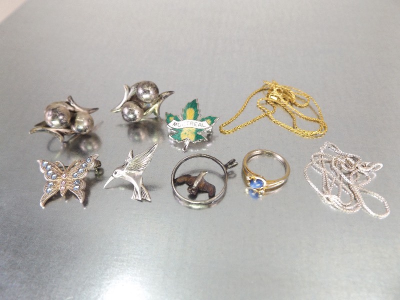 Lot of Misc. Sterling Silver Pins, Pendants, Rings, etc.