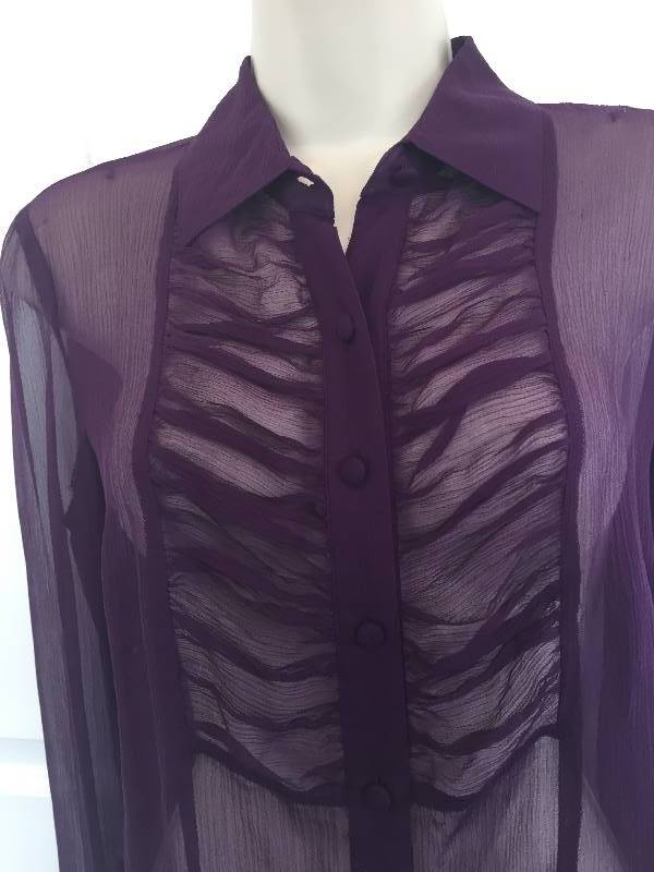lot 442 image: NWT Charter Club Purple Sheer Blouse Sz 4