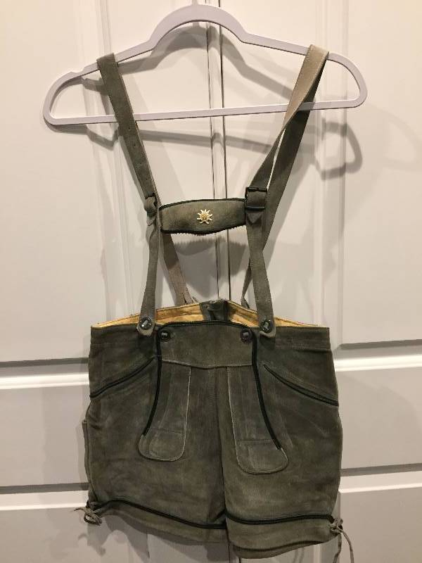 lot 585 image: Suede Lederhosen shorts with Suspenders