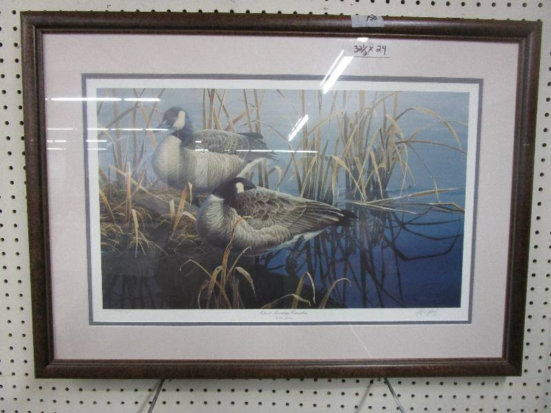 lot 35 image: Quiet Morning Canadas by Pace Young Print Numbered and Signed