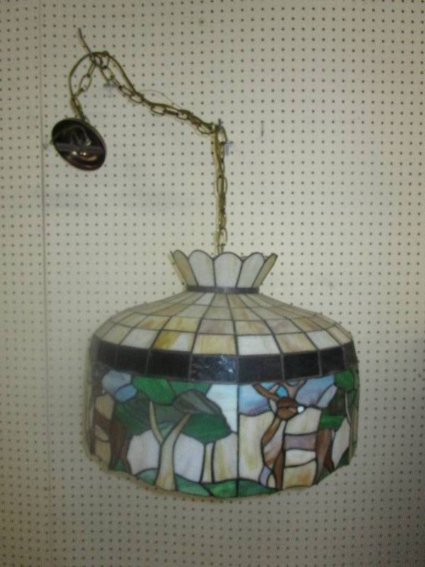 lot 111 image: Stain Glass Deer Light 20 Across Round