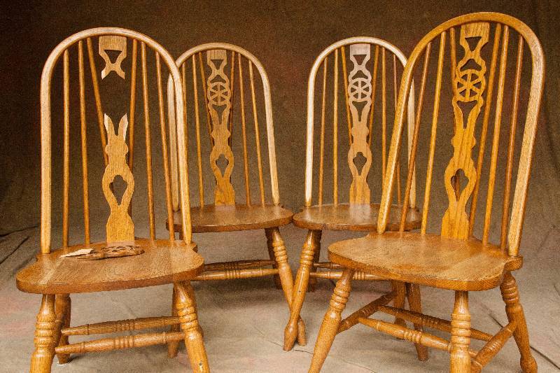 oak fiddleback chairs