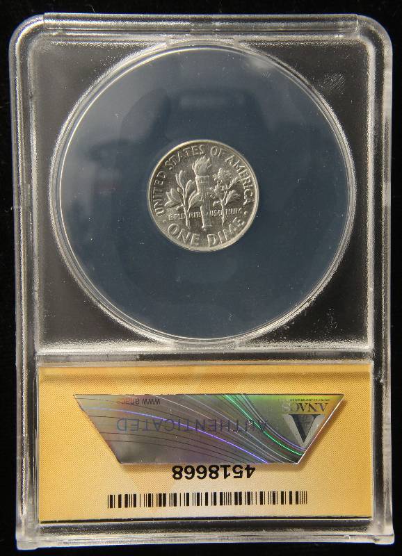 1963 ROOSEVELT SILVER DIME MS65 ANACS