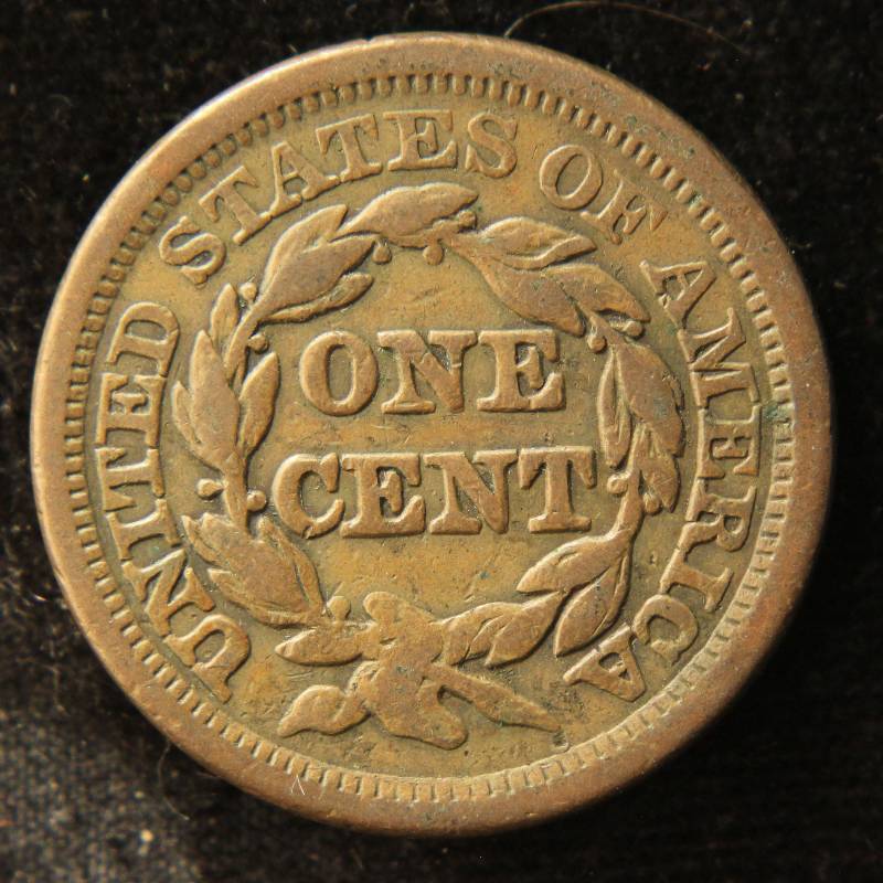 1854 US BRAIDED HAIR LARGE CENT VF