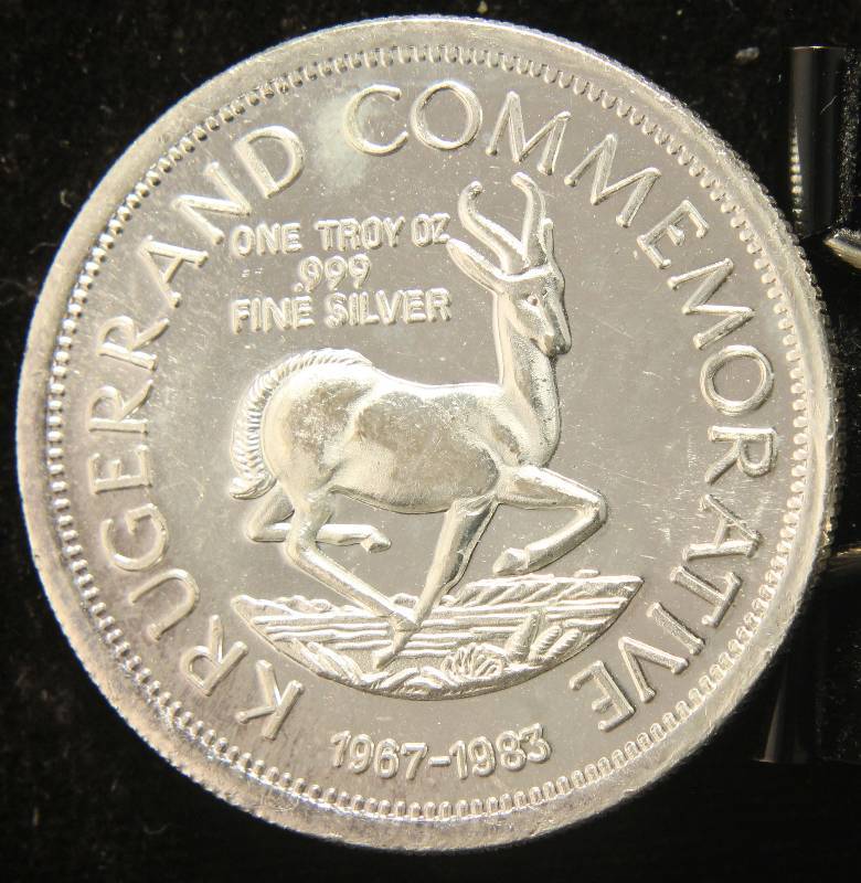 1 TROY OZ. .999 FINE SILVER 1967-1983 KRUGERRAND COMMEMORATIVE