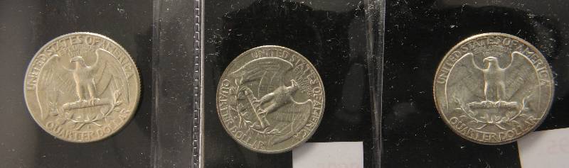 GROUP OF 3 SILVER WASHINGTON QUARTERS AU-UNC