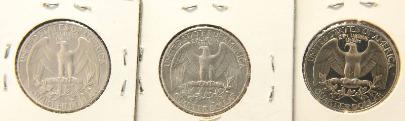GROUP OF 3 PROOF-BU WASHINGTON QUARTERS
