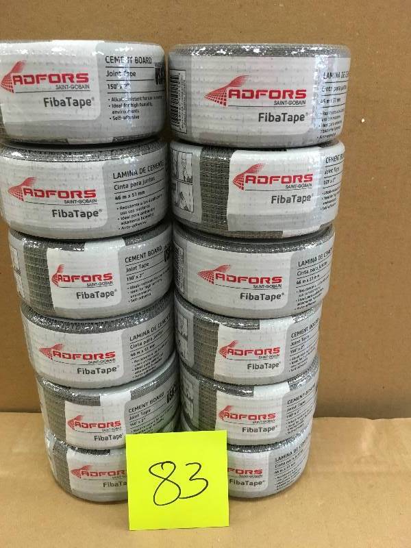 lot 83 image: Adfords Saint -Gobain Alkali-Resistant 2 in. x 150 ft. Self-Adhesive Mesh Cement Board Tape FDW8691-ULot of  12 Pcs NEW