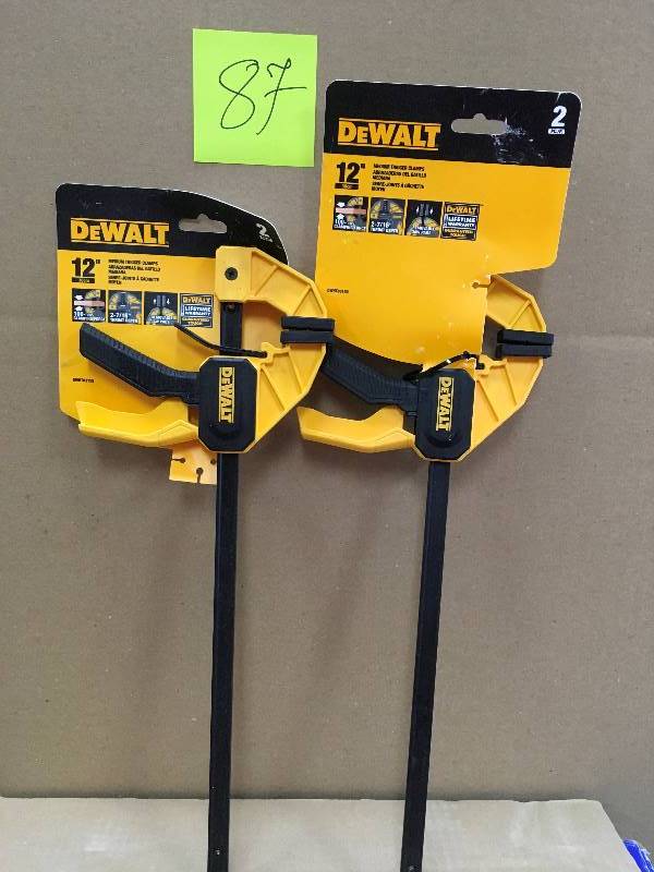 lot 87 image: DeWalt 12 in. Medium Trigger Bar Clamp (2-Pack) not used