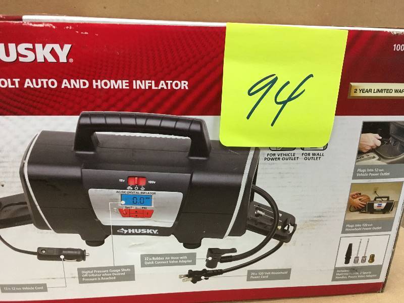 lot 94 image: HUSKY 12-Volt120-Volt Home and Auto Inflator Not Used