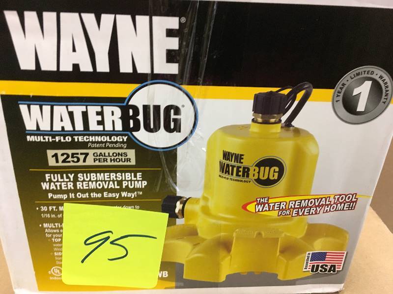 lot 95 image: Wayne 0.16 HP WaterBUG Submersible Utility Pump with Multi-Flo Technology Not Used