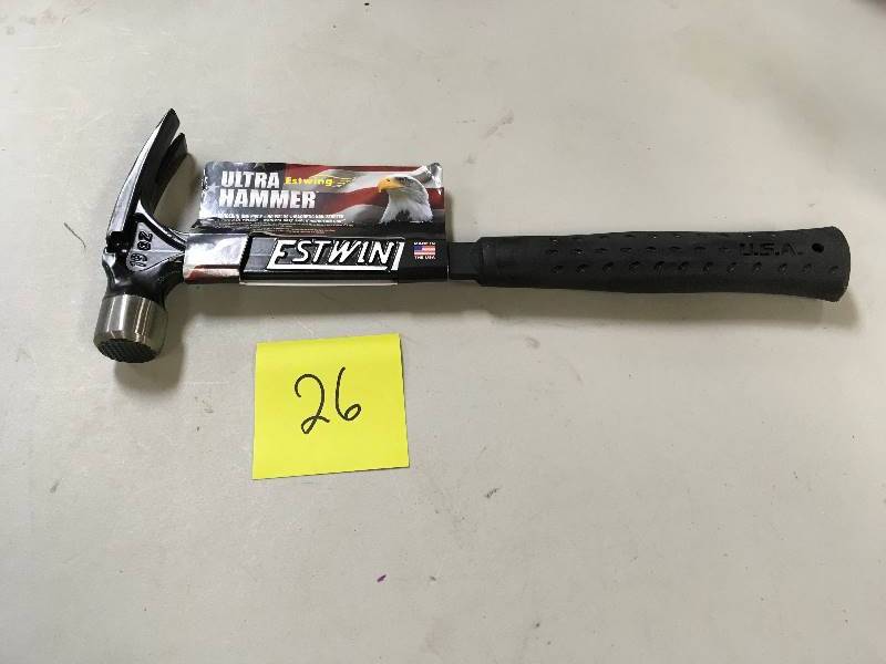 lot 26 image: Estwing 19 oz. Black Vinyl Gripped Ultra Framing Hammer with Milled Face New