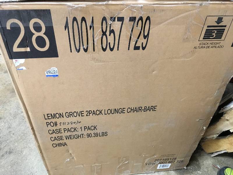 lot 32 image: Hampton Bay Lemon Grove 2Pack Lounge Chair-Bare New