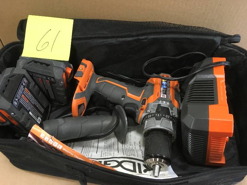 lot 61 image: Ridgid GEN5X Brushless 18-Volt Hammer DrillDriver and 3-Speed Imapact Driver Combo Kit. used in working condition