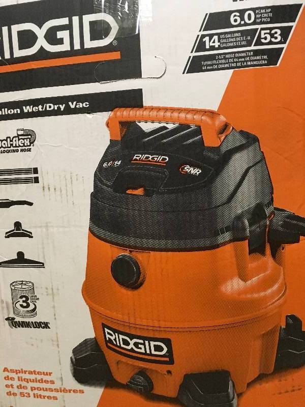 lot 1 image: Ridgid 14 Gal. 6.0-Peak HP Wet Dry Vac open box