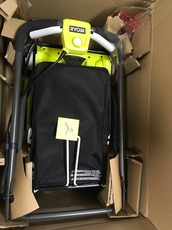 lot 2 image: Ryobi 16 in. ONE 18-Volt Lithium-Ion Cordless Battery Walk Behind Push Lawn Mower Two 4.0Ah BatteriesCharger Included open box like new