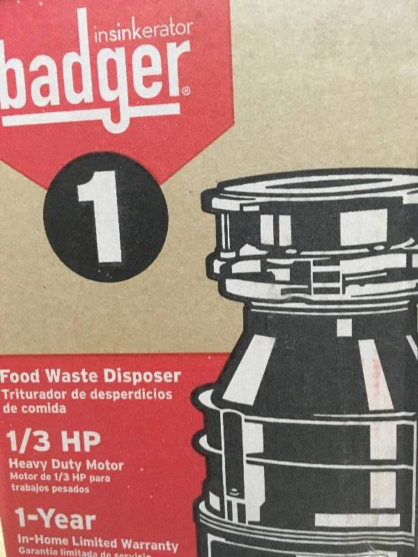 lot 4 image: Badger 1 Garbage Disposal open box like new