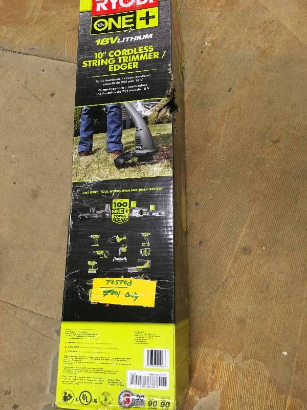 lot 48 image: Ryobi ONE 18-Volt Lithium-Ion Electric Cordless String Trimmer and Edger