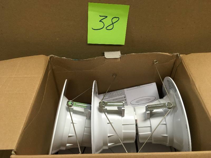 lot 38 image: Ecosmart 65-Watt Equivalent Softwhite 6 in. White Integrated LED Recessed Trim (3-Pack)