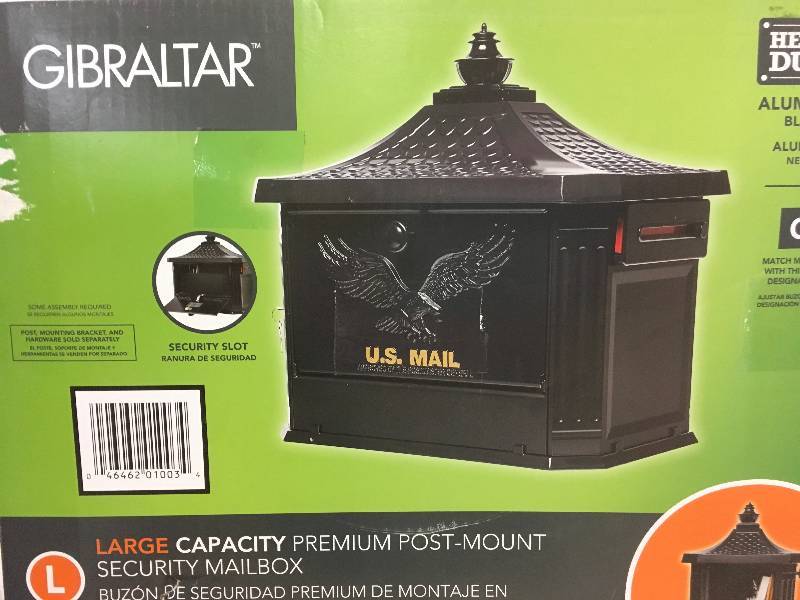 lot 56 image: Gibraltar Mailboxes HM200B00 Hamilton Black Locking Aluminum Mailbox