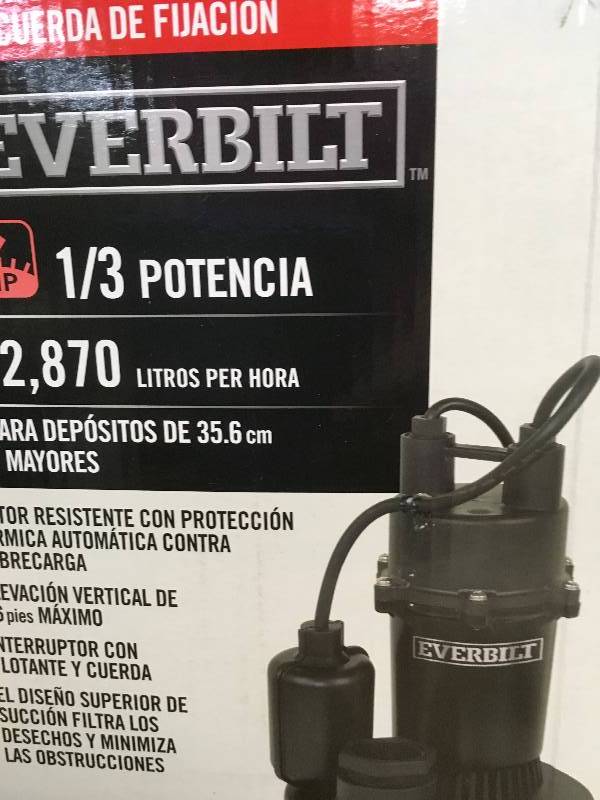 lot 63 image: Everbilt 13 HP Aluminum Submersible Sump Pump with Tether