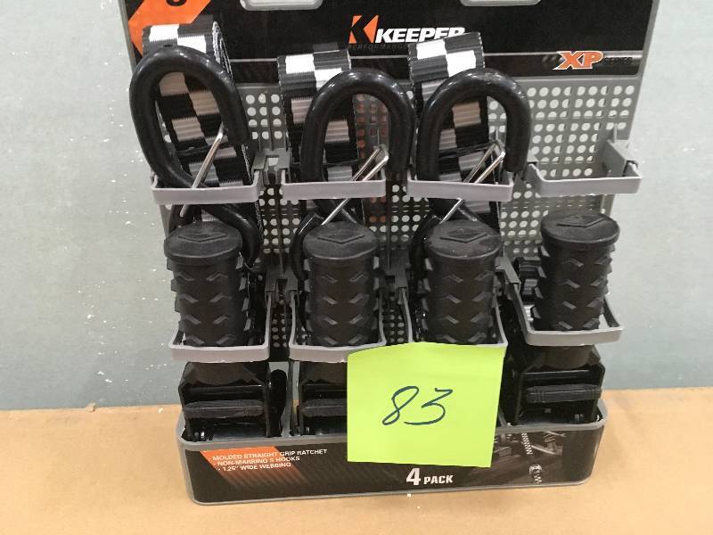 lot 83 image: Keeper Cargo Strap Multicolored 8 Ft. L 800 Lb. 4 Pk like new missing 1