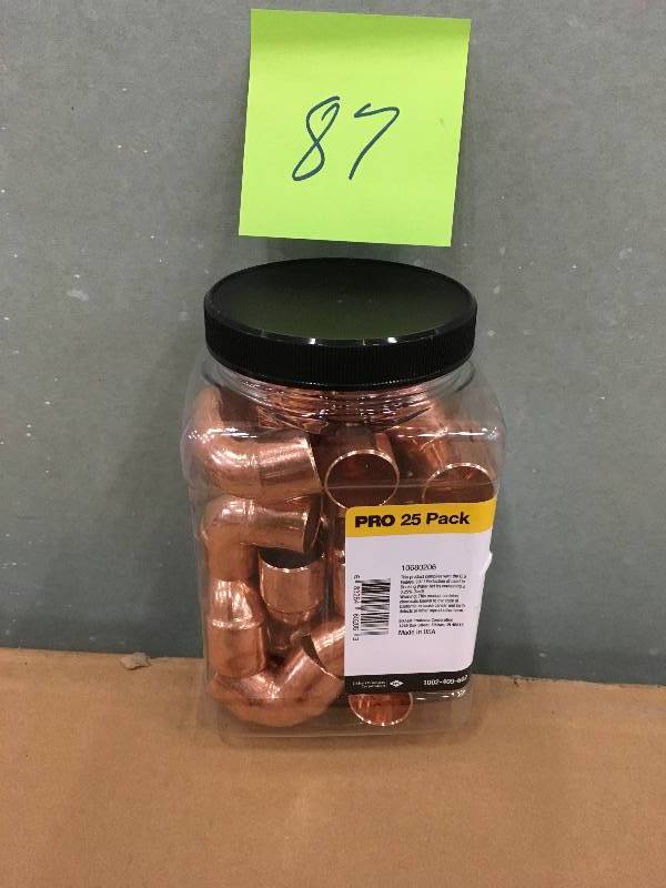 lot 87 image: Elkhart Products 34 in. x 34 in. Copper Sweat x Sweat Elbow (25-Pack)
