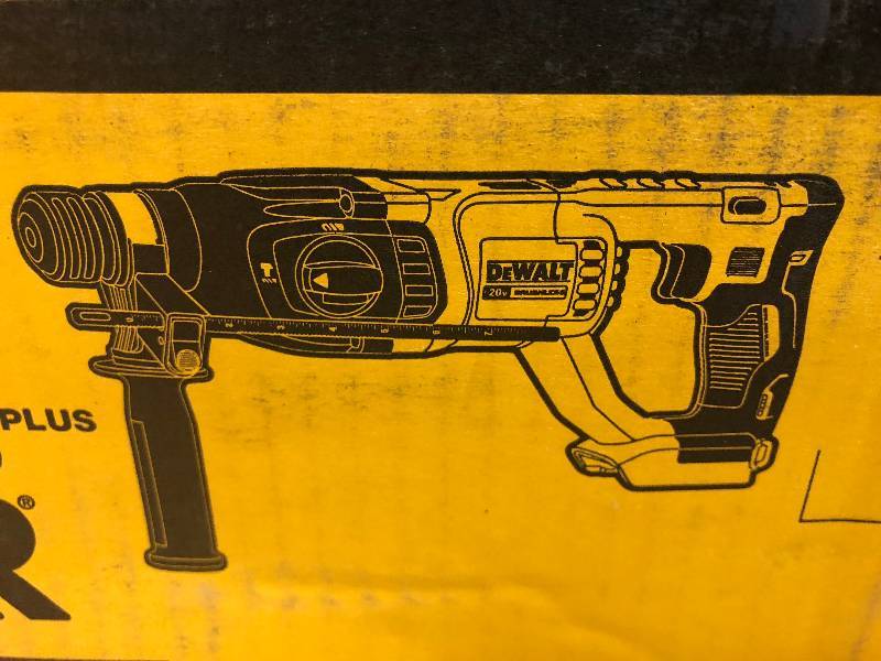 lot 109 image: DEWALT 20-Volt MAX XR Li-Ion 1 in. Cordless SDS-plus Brushless D-Handle ConcreteMasonry Rotary Hammer (Tool-Only) Model#  DCH133B  not used