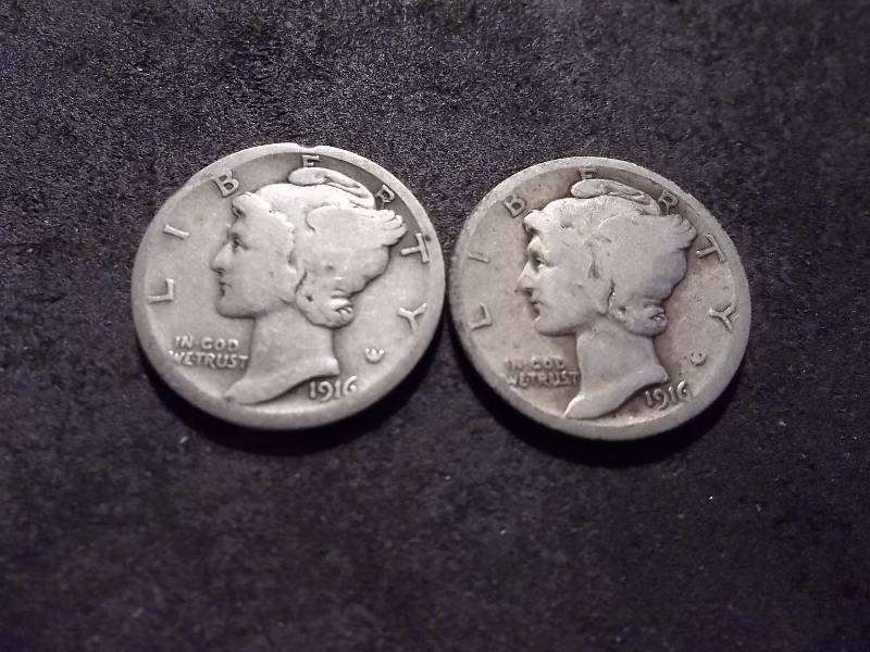 1916, 1916 S Mercury Dimes